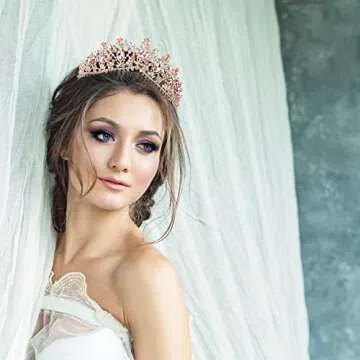 VELSCRUN Birthday Crowns for Women, Pink Crowns with Cherry Blossoms, Regal Tiara for Women & Teen Girls