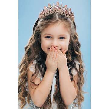 VELSCRUN Birthday Crowns for Women, Pink Crowns with Cherry Blossoms, Regal Tiara for Women & Teen Girls