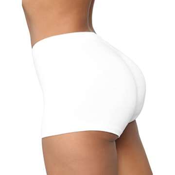 BORIFLORS Women's Sexy Workout Gym Biker Elastic Waist Booty Shorts, X-Small,White
