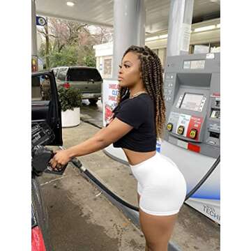 BORIFLORS Women's Sexy Workout Gym Biker Elastic Waist Booty Shorts, X-Small,White