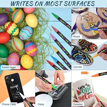 IVSUN 24 Colors Premium Extra Fine Point Acrylic Paint Marker Pens for Wood, Canvas, Stone, Rock Painting, Glass, Ceramic Surfaces, DIY Crafts Making Art Supplies (24PCS (0.7mm))