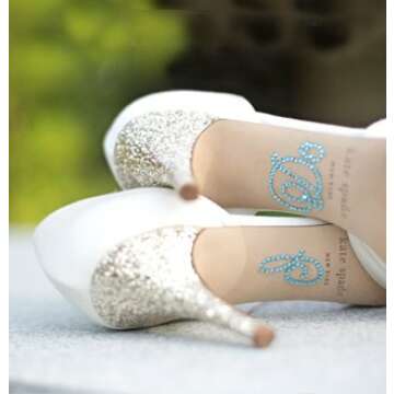 Classy Bride I Do Stickers for Bridal Shoes – Rhinestone Wedding Shoe Stickers for Wedding Day –...