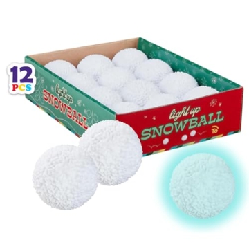 Toysmith Light Up Snowball 12-Pack Bundle – 2.5” Light-Up Bouncy Snowballs for Kids and Adults ?...