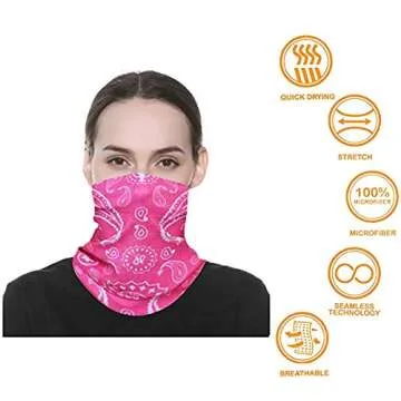 Cutewing Paisley Headband Bandanas Magic Headwrap Elastic Seamless Neck Gaiter Balaclava UV Resistence Sport Headwear for Yoga Hiking Riding(12PCS)