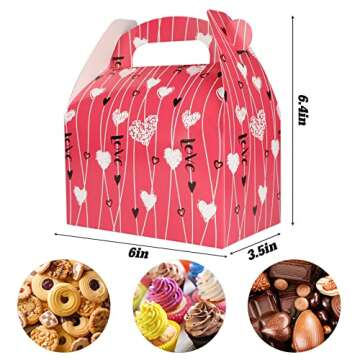 SUPERLELE 30pcs Valentine's Day Treat Boxes with 6 Types Gift Boxes Cookie Boxes for Gift Giving, Pa...