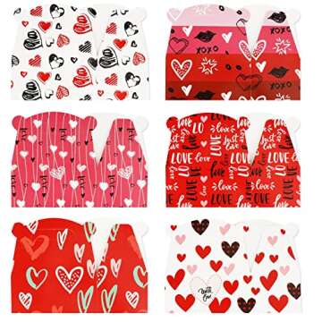 SUPERLELE 30pcs Valentine's Day Treat Boxes with 6 Types Gift Boxes Cookie Boxes for Gift Giving, Party Goodie Bag for Packaging Gifts Party Decoration School Party