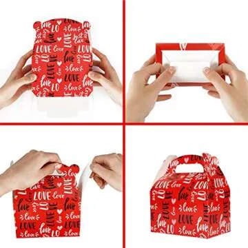 SUPERLELE 30pcs Valentine's Day Treat Boxes with 6 Types Gift Boxes Cookie Boxes for Gift Giving, Party Goodie Bag for Packaging Gifts Party Decoration School Party