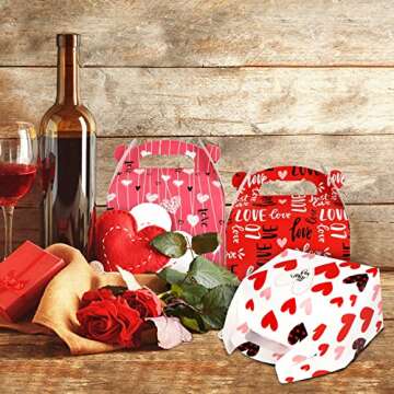 SUPERLELE 30pcs Valentine's Day Treat Boxes with 6 Types Gift Boxes Cookie Boxes for Gift Giving, Party Goodie Bag for Packaging Gifts Party Decoration School Party
