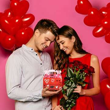 SUPERLELE 30pcs Valentine's Day Treat Boxes with 6 Types Gift Boxes Cookie Boxes for Gift Giving, Party Goodie Bag for Packaging Gifts Party Decoration School Party