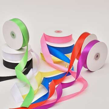 Double Face Black Satin Ribbon 1 inch x 50 Yards - Ideal for Gift Wrapping, Weddings, Crafts