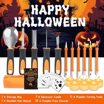 Halloween Pumpkin Carving Kit 33 PCS for Kids & Adults