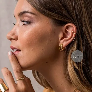 Elegant Tewiky Gold Hoop Earrings for Women | Hypoallergenic Jewelry