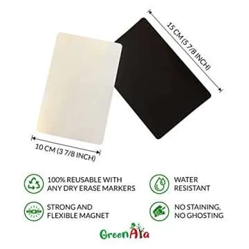 Magnetic Dry Erase Whiteboard Cards - Set of 30 (6x4 in) - Includes 30 Erasable Blank Whiteboard Sheets, 2 Markers and 1 Eraser