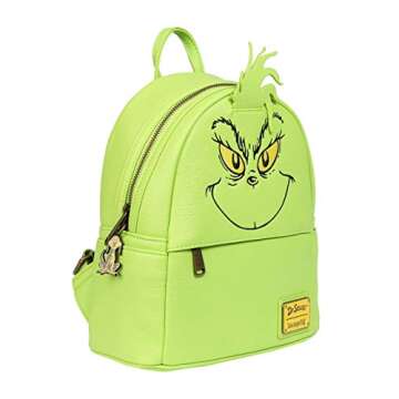 Loungefly x The Grinch Face Cosplay Faux Leather Mini Backpack (One Size, Green)