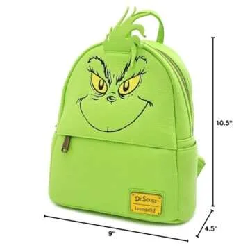 Loungefly x The Grinch Face Cosplay Faux Leather Mini Backpack (One Size, Green)