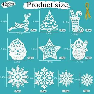 Christmas Tree Ornament Set - 42pcs Glitter Snowflakes