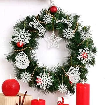 Christmas Tree Ornament Set - 42pcs Glitter Snowflakes