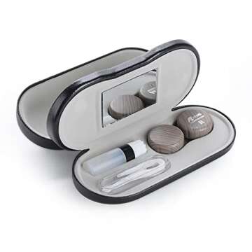 【2 PACK】5-in-1 Contact Lens and Glasses Case Combo Travel Kit (Glasses Case, Contact Lens Case, Contact Lens Travel Size Bottle, Contact Lens Applicator Tool and Mirror)