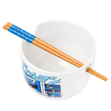Silver Buffalo Batman Japanese Manga Ceramic Ramen Bowl & Chopsticks - 20oz
