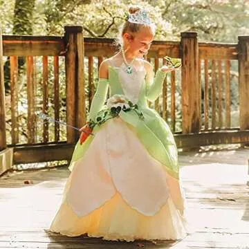 Princess Tiana Dress with Accessories for Girls' Parties