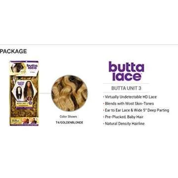 Sensationnel Butta lace wigs - unit 3 extra wide 5 inch deep parting synthetic preplucked hairline glueless lacefront (T4/HONEYBLONDE)