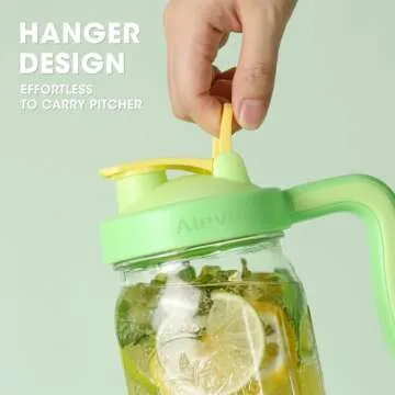 Aieve Mason Jar Pour Spout Lid for Wide Mouth Mason Jar, 2 Pack Mason Jar Pitcher Flip Cap Lids with Ergonomic Handle (Leakproof and BPA Free)