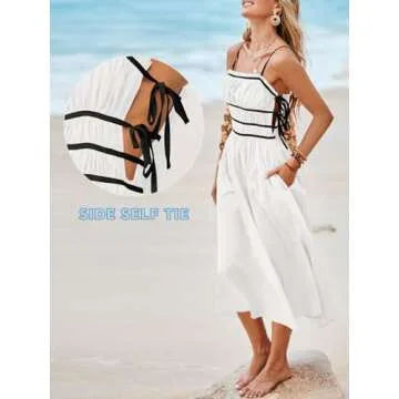 Wenrine Summer Spaghetti Strap Midi Dress for Women