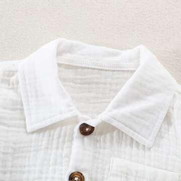 Baby Boys Clothes Set Toddler Infant Boys Button-Down Shirt Tops + Cotton Gauze Shorts Summer Outfit...
