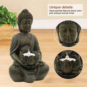 Goodeco Buddha Statue with LED Tea Light Holder - Zen Decor