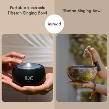 Portable Electronic Tibetan Singing Bowl, 8 Healing Frequencies (396-963Hz), Auto/Manual Mode, Vibra...