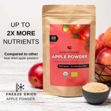 Freeze-Dried Organic Apple Powder - Superfood Fiber Smoothie Fruit Powder | Powdered Whole Apples incl Peel & Juice | 100% Raw Fruits & No Additives | Vegan USDA Certified Nordic Fruit Powders
