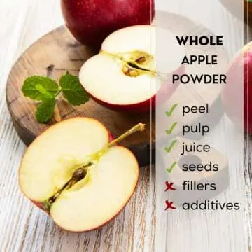 Freeze-Dried Organic Apple Powder - Superfood Fiber Smoothie Fruit Powder | Powdered Whole Apples incl Peel & Juice | 100% Raw Fruits & No Additives | Vegan USDA Certified Nordic Fruit Powders