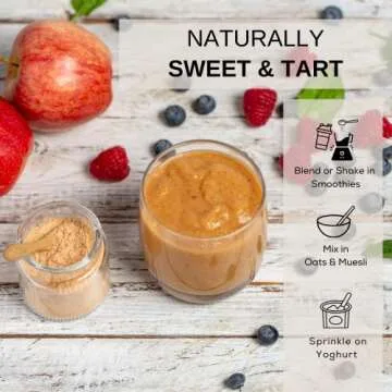 Freeze-Dried Organic Apple Powder - Superfood Fiber Smoothie Fruit Powder | Powdered Whole Apples incl Peel & Juice | 100% Raw Fruits & No Additives | Vegan USDA Certified Nordic Fruit Powders