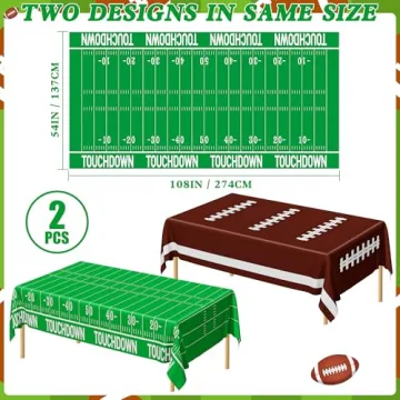 QZYL Football Party Decorations 2026, Disposable Football Tablecloth, 2 PCS Brown Green Decoration R...