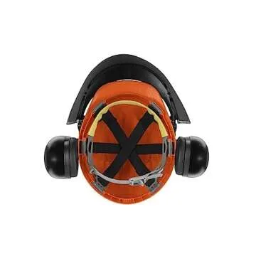 Husqvarna 592752601 Chainsaw Helmet with Metal Mesh Face Shield, Adjustable Ear Muffs for Hearing Protection, and Sun Peak, HDPE Forestry Helmet Shell, Orange