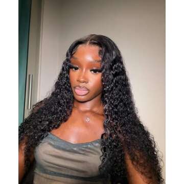 Josblue Deep Wave Lace Front Wigs Human Hair 4x4 Transparent Lace Closure Wet and Wavy Human Hair Wigs for Black Women Pre Plucked Human Hair Wig with Baby Hair 150% Density Nature Color