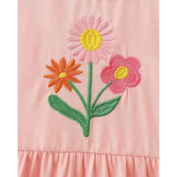 Bumeex Kids Toddler Girls Long Sleeve Dresses Cotton Fall Winter Spring Casual Cute Clothing Outfits Clothes Pink Flower 4t