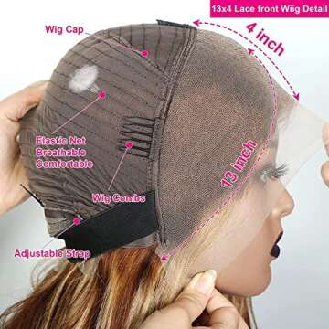 SUPERLOOK Balayage Highlight Lace Front Wig Human Hair Ombre Lace Front Wigs Human Hair Wear and Go Glueless Wig Pre Plucked 12A 220% Density 6x5 Pre Cut Bleached Tiny Knots（18Inch,FB27 Body Wigs）