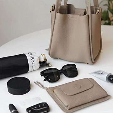 Women's Medium Size Vegetable Basket Bag Bucket Bag Niche Leisure Cowhide Handbag Shoulder Bag Female (Grey)