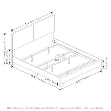 FURINNO Pessac PU Leather Upholstered Platform, King, Black