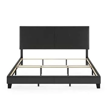 FURINNO Pessac PU Leather Upholstered Platform, King, Black