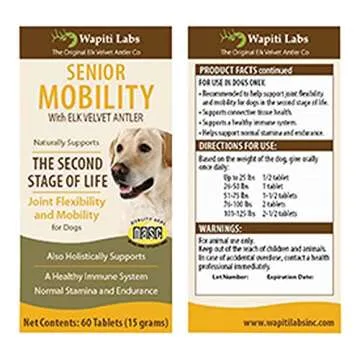 Senior Dog Mobility Elk Velvet Antler Tablets - Wapiti Labs