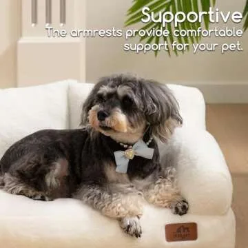 Hollypet Fluffy Plush Pet Cat Couch Soft Calming Pet Sofa Beds for Medium Small Cats and Dogs, White