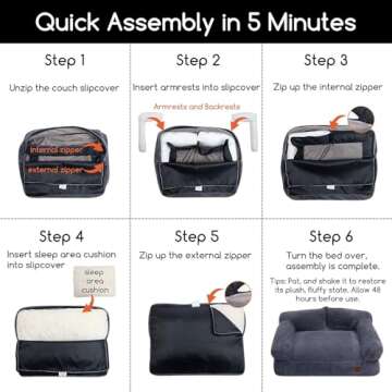 Hollypet Fluffy Plush Pet Cat Couch Soft Calming Pet Sofa Beds for Medium Small Cats and Dogs, White