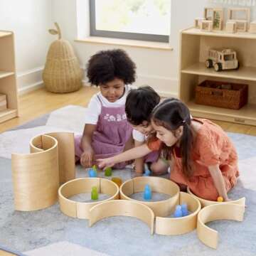 Guidecraft Arches and Tunnels: Set of 10 Includes 2 Tunnels and 8 Arches, Educational Stacking Blocks Play Set for Kids