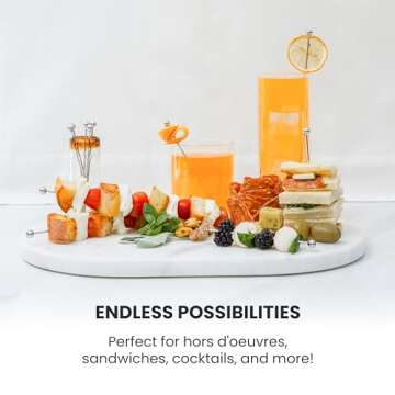 A Bar Above Short Gold Cocktail Picks, Metal Stir Sticks Drink Garnish, Bloody Mary Skewers, Shrimp Cocktail, and More, Cocktail Toothpicks for Appetizers, 12 Cocktails Sticks for Drinks