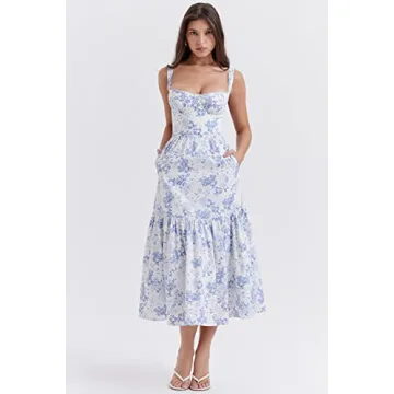 Women Y2k Sleeveless Dress Irregular Floral Tassel Split Bodycon Ruffled Hem Backless Cocktail Party...