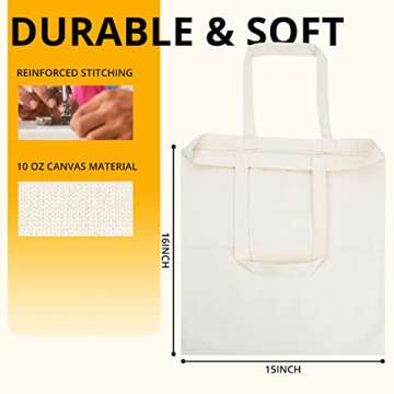 HTVRONT Canvas Tote Bag 6 Pack - Durable Eco-Friendly Sublimation Bags