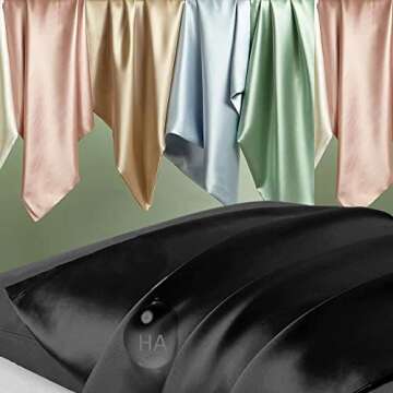 Silk Pillowcase 2 Pack, Natural Mulberry Silk Pillow Case, Anti Acne Silk Pillowcase for Hair and Sk...