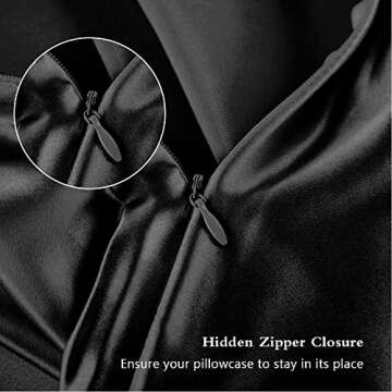 Silk Pillowcase 2 Pack, Natural Mulberry Silk Pillow Case, Anti Acne Silk Pillowcase for Hair and Skin, King Size Silk Satin Pillowcase Set of 2 with Hidden Zipper, Gifts for Women Men, Black